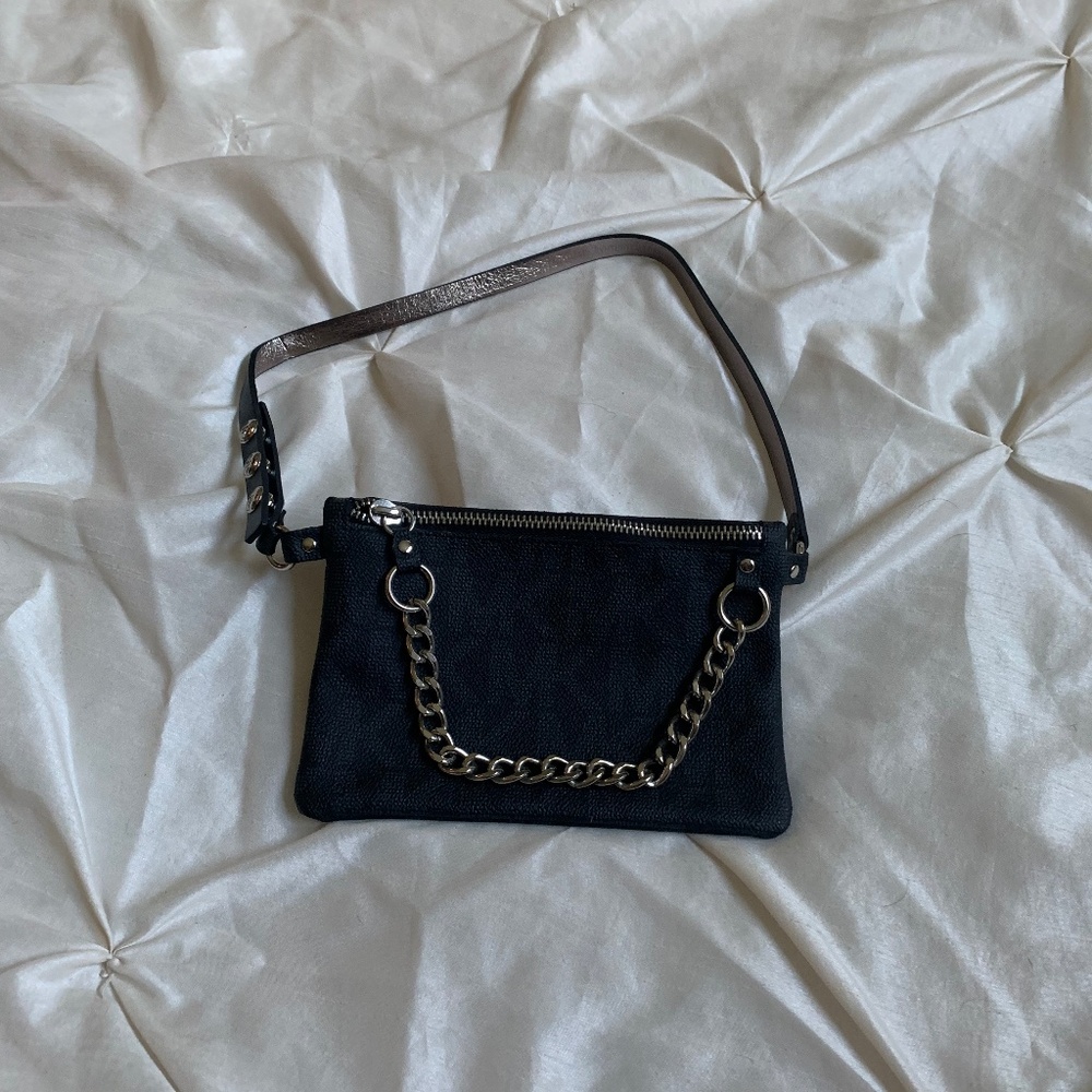 NWOT Michael Kors Gray Logo Print Synthetic/Leather Belt Bag sz S